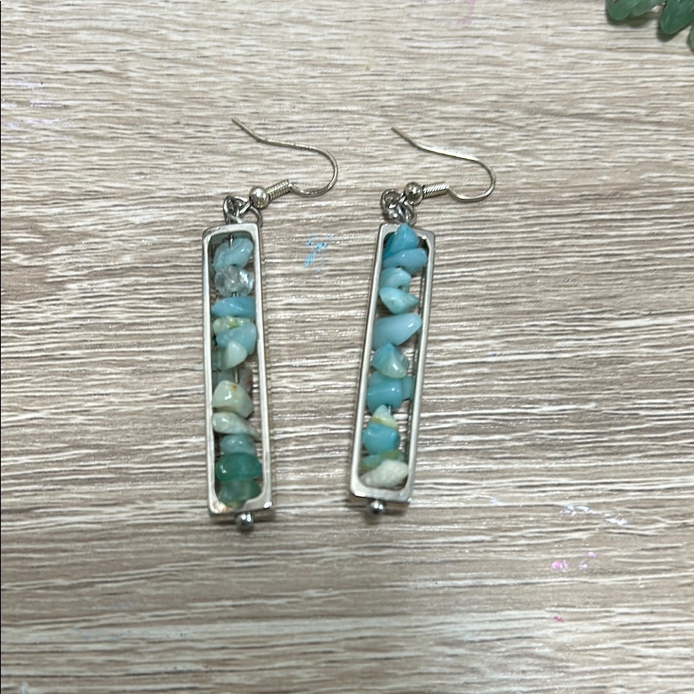 Silver and Blue Stone Earrings